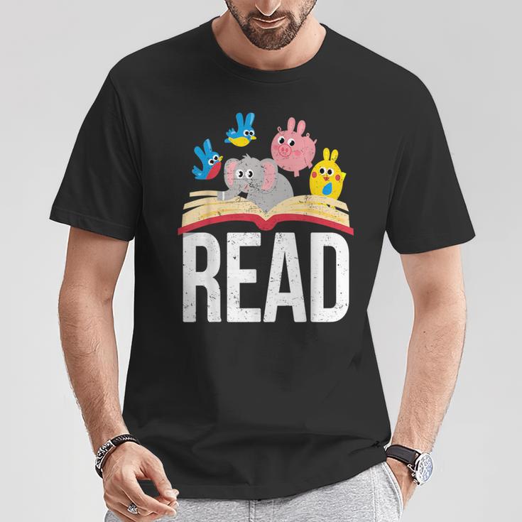 Read Book Cute School Teacher Librarian Elephant Pigeon T-Shirt Unique Gifts