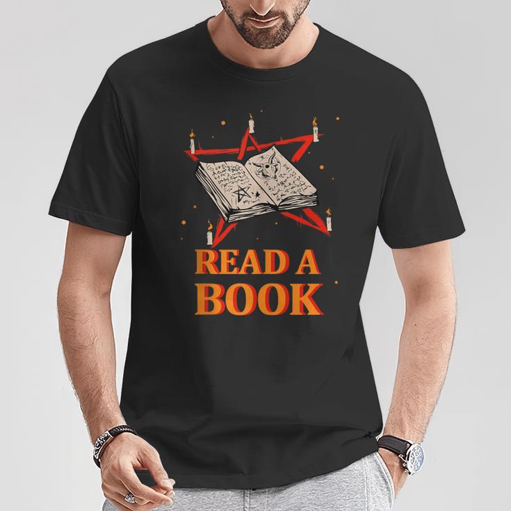 Read a Book Pentagram Satan Occult Goth Satanic T-Shirt Unique Gifts