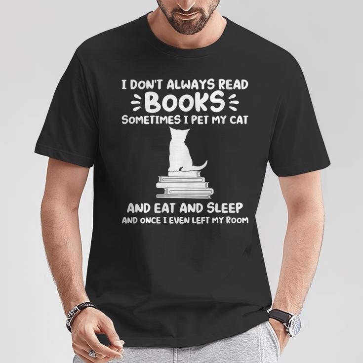 I Read Books & Pet My Cat Books & Cats T-Shirt Unique Gifts