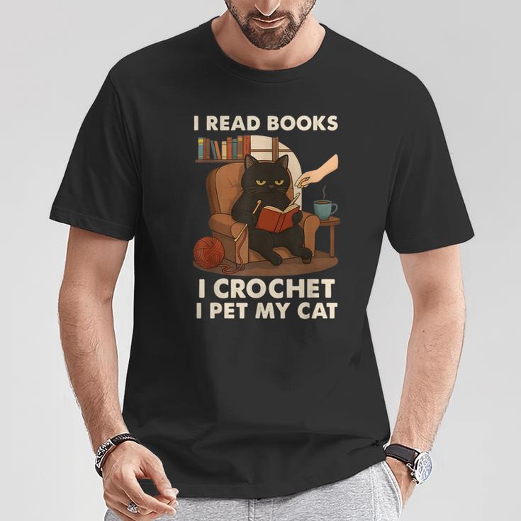 Read Books Crochet & Pet Lazy Cat Coffee T-Shirt Unique Gifts