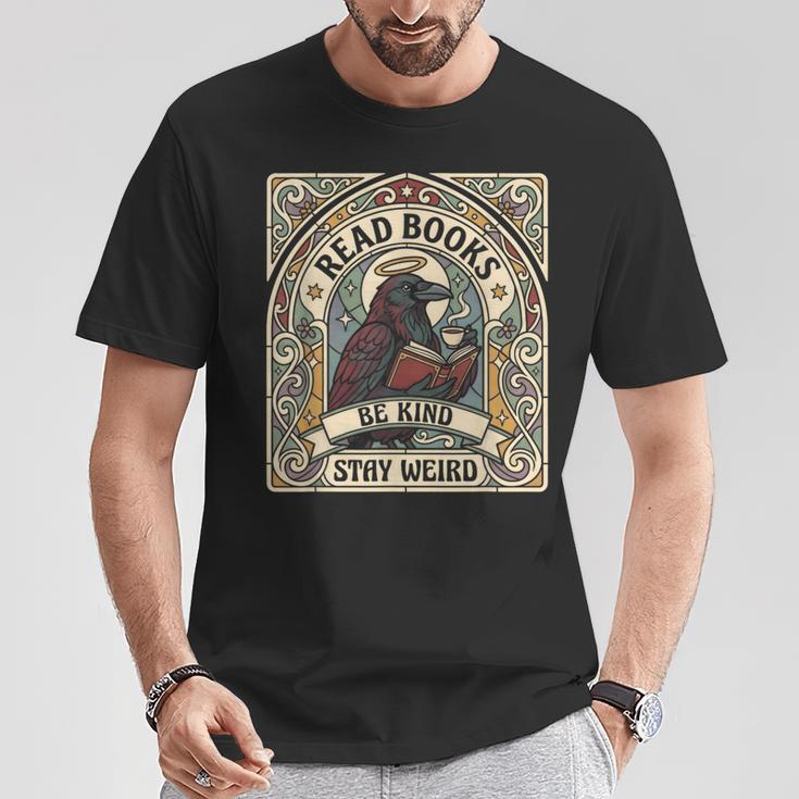 Read Books Be Kind Stay Weird Raven Tarot Reading Coffee T-Shirt Unique Gifts