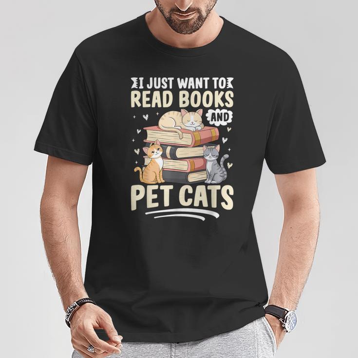 Read Books And Pet Cats Cat Lover Women Girls Kids T-Shirt Unique Gifts