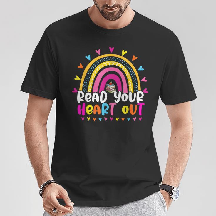 Read Your Heart Out Rainbow Teacher Reading Book Lover Men Women Girls Kids T-Shirt Unique Gifts