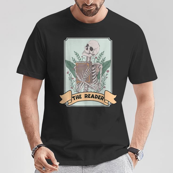 The Reader Tarot Card Skeleton With Book Lover Bookworm T-Shirt Unique Gifts