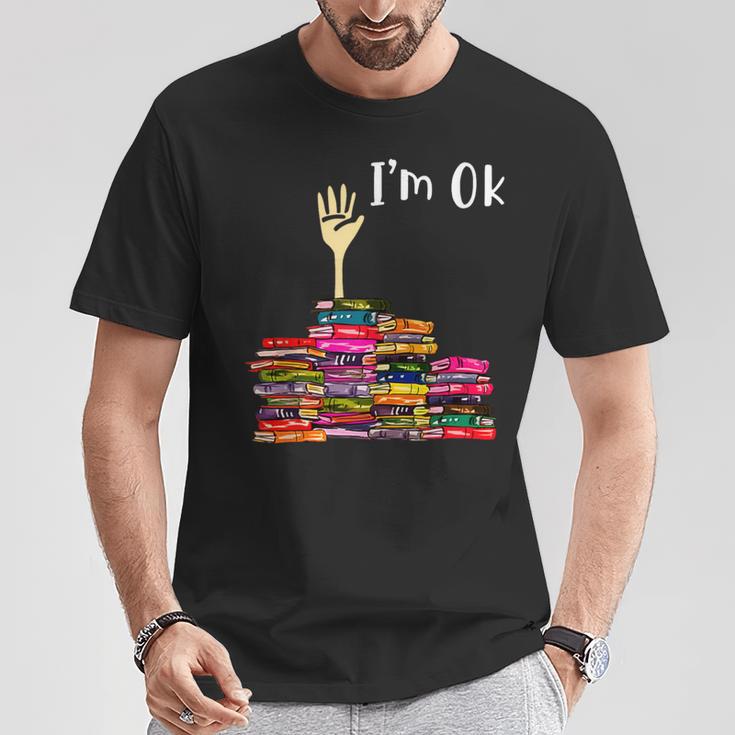 Reading Books Librarian Reader Nerd I'm Ok Teacher School T-Shirt Unique Gifts