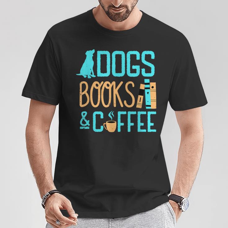 Reading Dogs And Coffee Book Nerd Dog Lover Coffeeholic T-Shirt Unique Gifts