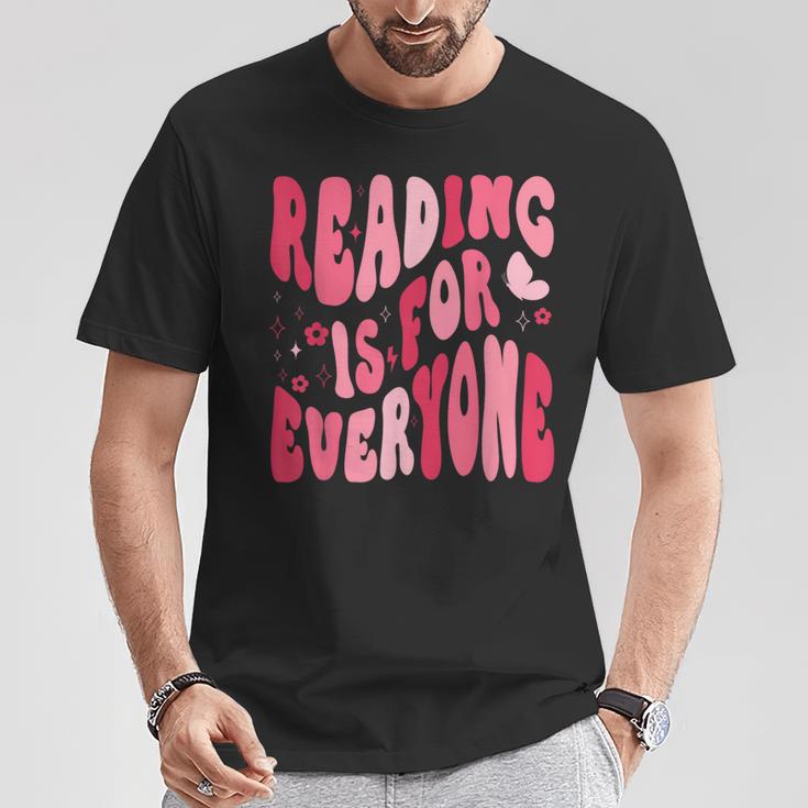 Reading Is For Everyone Books Lover Librarian Bookish Groovy T-Shirt Unique Gifts