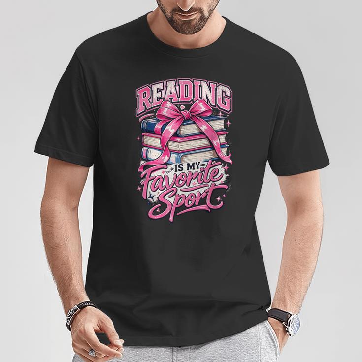 Reading Is My Favorite Sport Pink Bow Coquette Book Lover T-Shirt Unique Gifts