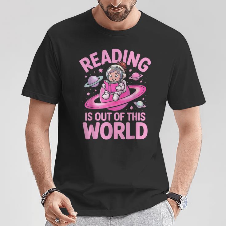 Reading Is Out Of This World Astronaut Reading Book Space T-Shirt Unique Gifts