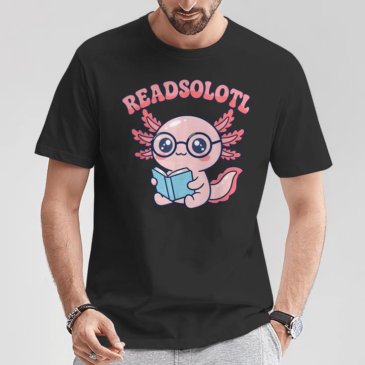 Readsolotl Axolotl Reading Book Bookworm Bookish Girls Kids T-Shirt Unique Gifts