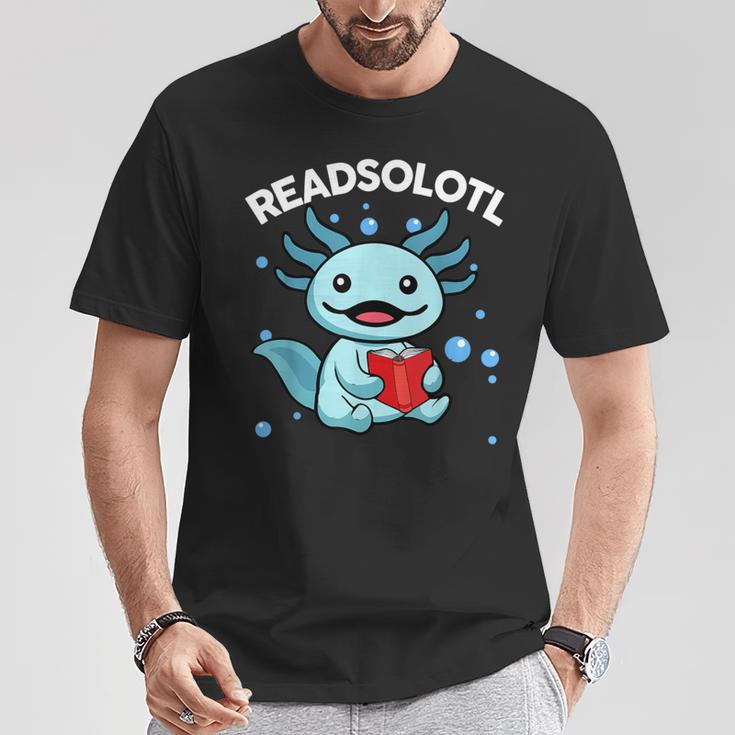 Readsolotl Cute Axolotl Read Book Ambystoma Mexicanum Kids T-Shirt Unique Gifts