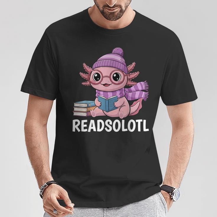 Readsolotl Cute Pink Kawaii Axolotl Reading Book Lover T-Shirt Unique Gifts