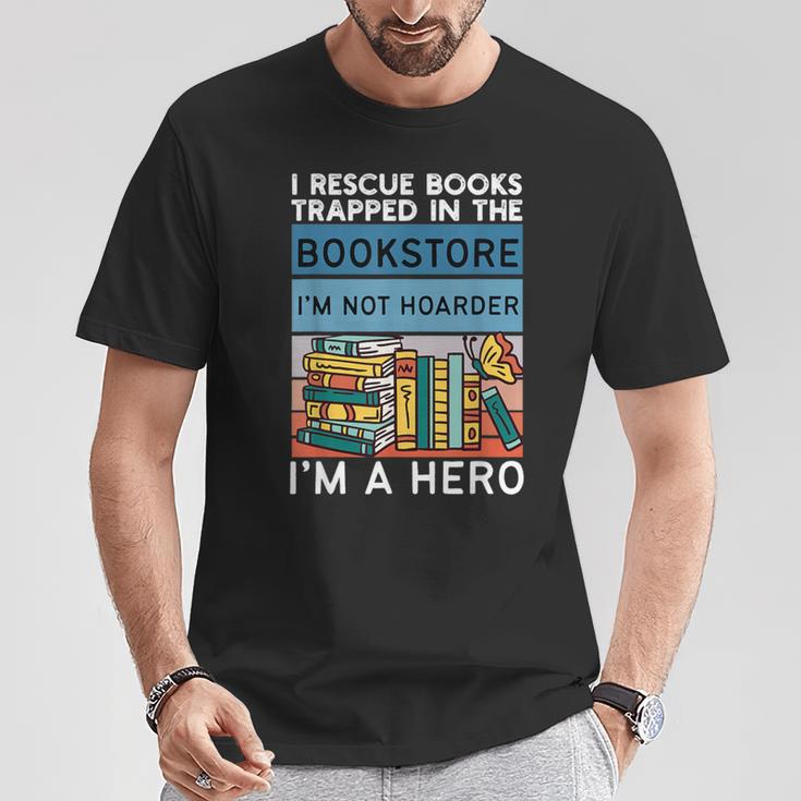 I Rescue Books And Trapped In The Bookstore Retro Bookreader T-Shirt Unique Gifts