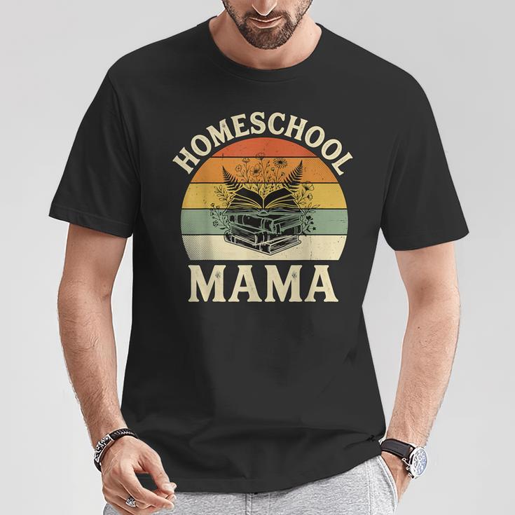 Retro Floral Homeschool Mama Wildflower Book Stack Aesthetic T-Shirt Unique Gifts