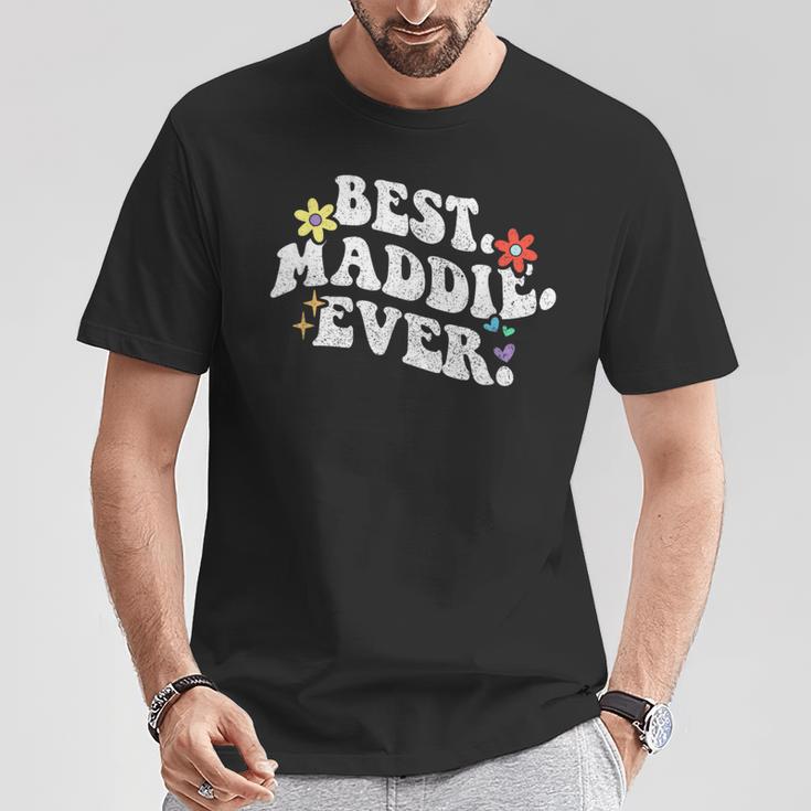 Retro Groovy Best Maddie Ever ファーストネーム 母の日 女の子 Tシャツ 面白い贈り物