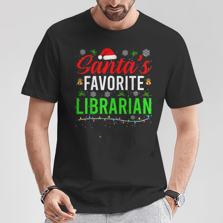 Santa's Favorite Librarian Cute Book Lover Christmas T-Shirt Unique Gifts