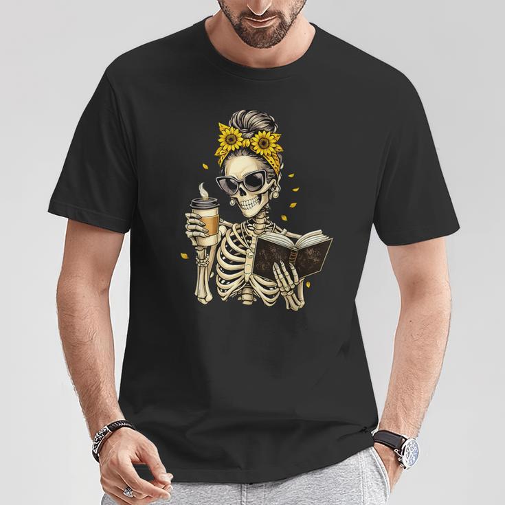 Skeleton Girl Drinking Coffee Bow Sunflower Book Lover T-Shirt Unique Gifts Skeleton Girl Drinking Coffee Bow Sunflower Book Lover T-Shirt Unique Gifts
