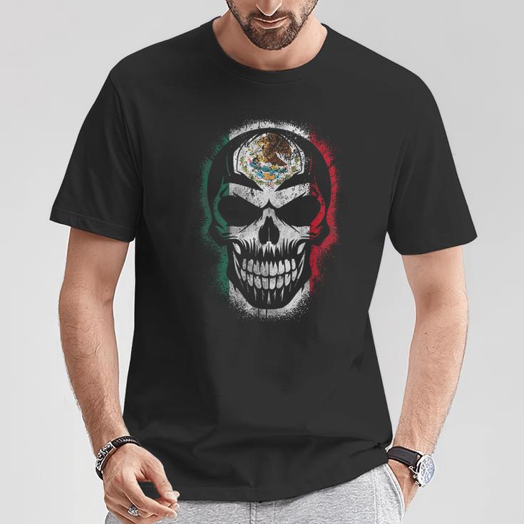 Skull Mexican Flag Mexicopraytyleintage Tシャツ 面白い贈り物