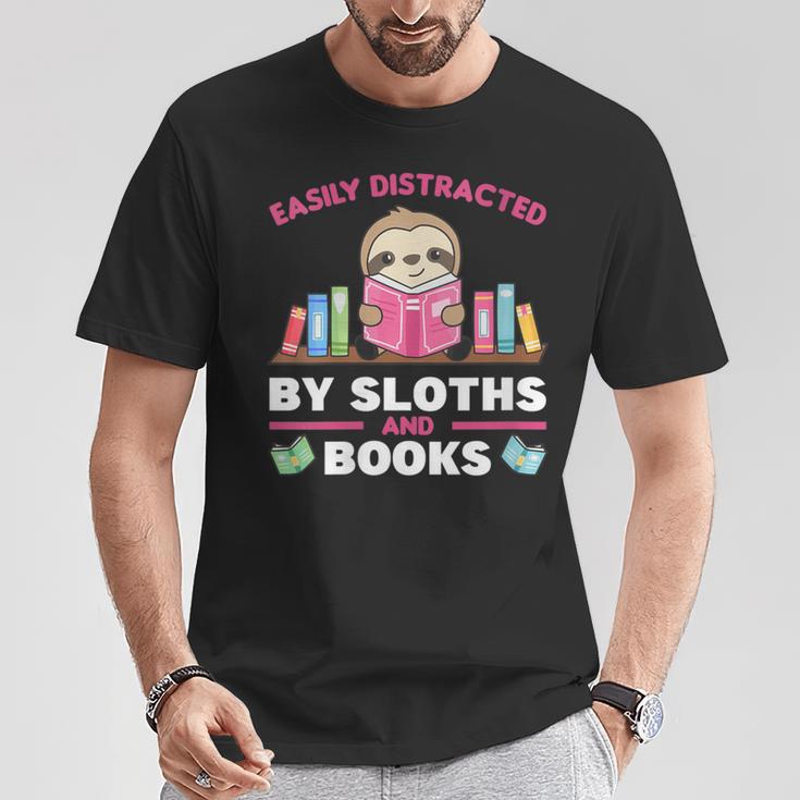 Sloths And Books Saying With Book And Sloth T-Shirt Unique Gifts