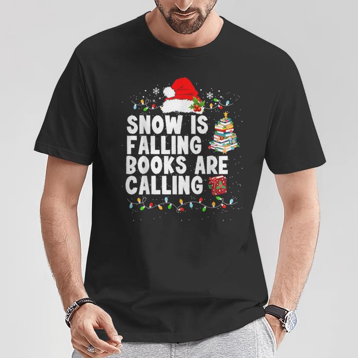 Snow Is Falling Books Are Calling T-Shirt Unique Gifts