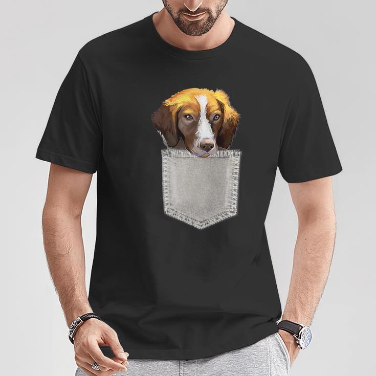 Spaniel Bretón Perro En Un Bolsillo Dog In A Pocket Camiseta unisex Regalos divertidos