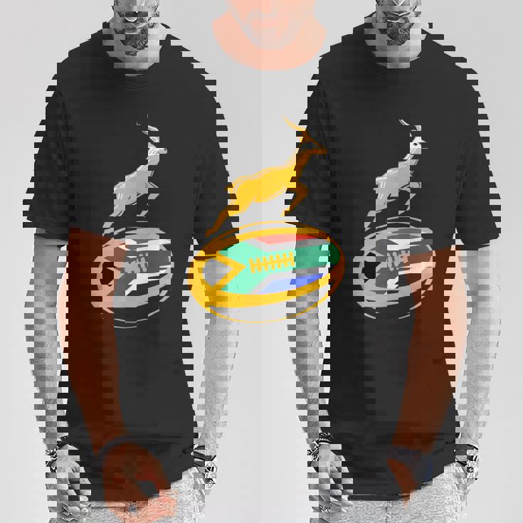 Springbok ラグビーボール & 南アフリカ国旗 メンズ レディース キッズ Tシャツ 面白い贈り物