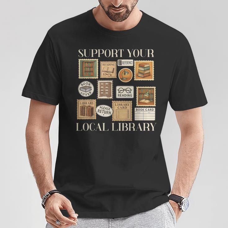Stamp Support Your Local Library Book Reader Lover Bookworm T-Shirt Unique Gifts