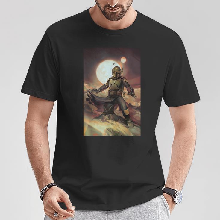 Star Wars The Book Of Boba Fett Combat Pose Portrait T-Shirt Unique Gifts