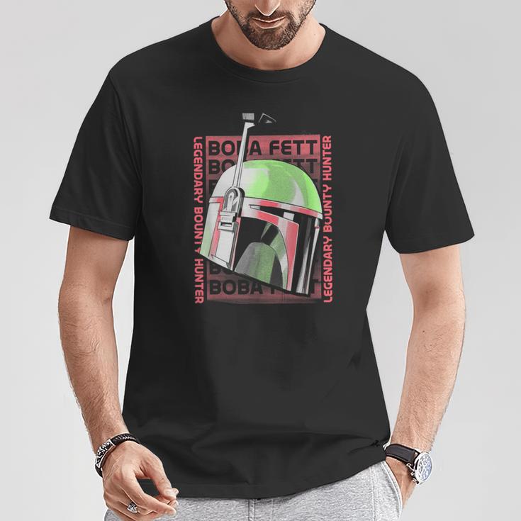Star Wars The Book Of Boba Fett Helmet Text Stack T-Shirt Unique Gifts