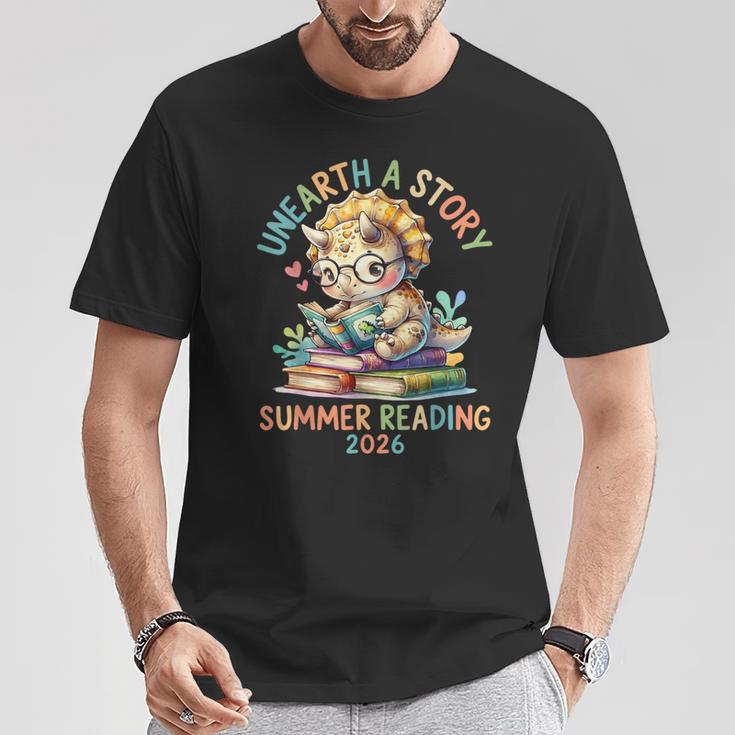 Summer Reading 2026 Books Dino Kids Librarian Tees T-Shirt Unique Gifts