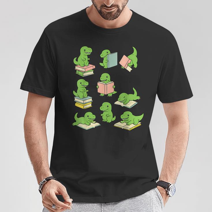 T-Rex Dinosaurs Reading Books Dinosaur Lover T-Shirt Unique Gifts