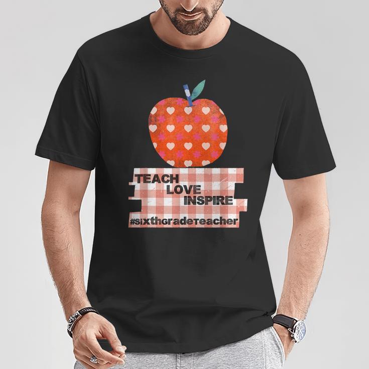 Teach Love Inspire Valentines Day Book 6th Grade Teacher T-Shirt Unique Gifts