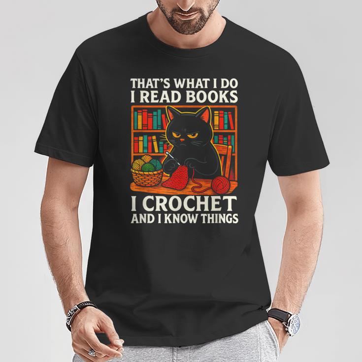 That's What I DO I Read Books Crochet Cat T-Shirt Unique Gifts
