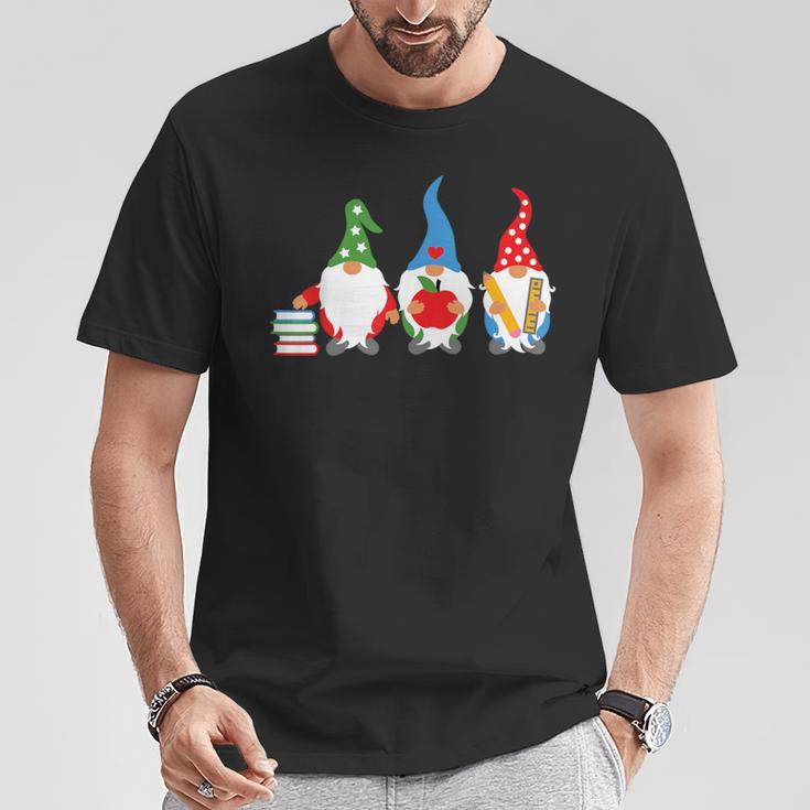Three Gnomes School Books Pencil Apple Student Teacher For Men Women Girls Kids T-Shirt Unique Gifts