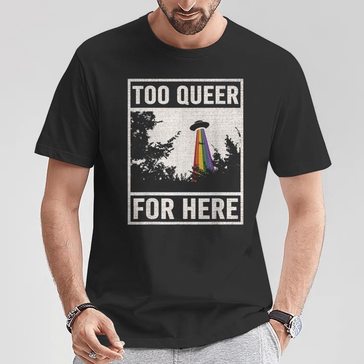Too Queer For Here シャツ Gay Pride Alien Ufo Tシャツ 面白い贈り物