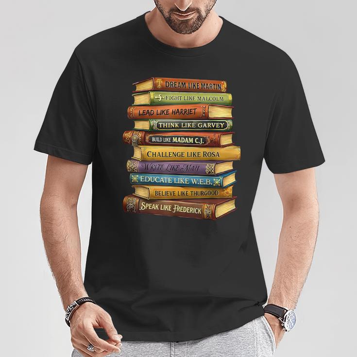 History Book Stack Leaders African American Pride T-Shirt Unique Gifts