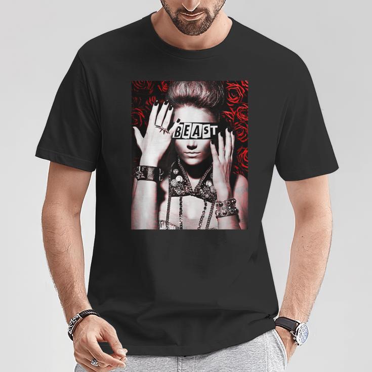 Trendy Floral Beast Girl Photo Tシャツ 面白い贈り物