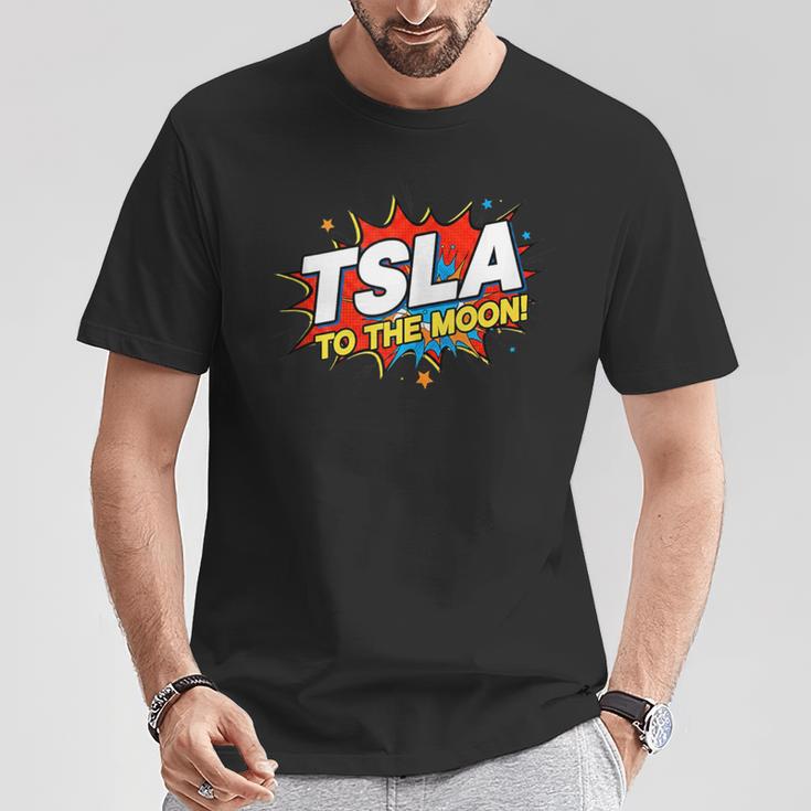 TSLA To The Moon Comic Book Style Splash T-Shirt Unique Gifts