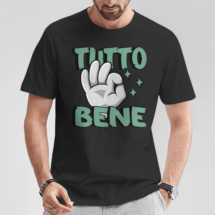 Tutto Bene イタリアの手のジェスチャー面白い引用イタリア 長袖tシャツ Tシャツ 面白い贈り物
