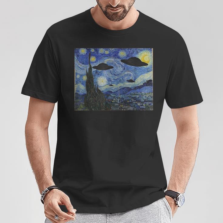 Ufo エイリアン アブダクション 星月夜 ヴァン・ゴッホ 絵画 Tシャツ 面白い贈り物