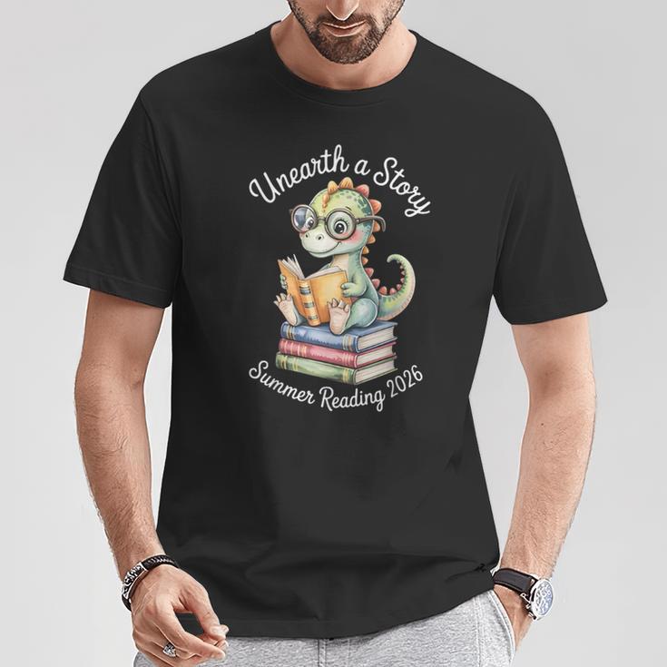 Unearth A Story Summer Reading 2026 Cute Dino Book Lover T-Shirt Unique Gifts Unearth A Story Summer Reading 2026 Cute Dino Book Lover T-Shirt Unique Gifts