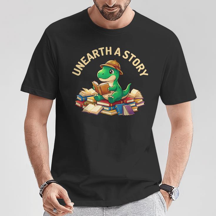 Unearth A Story Summer Reading 2026 Dinosaur Book Floral T-Shirt Unique Gifts Unearth A Story Summer Reading 2026 Dinosaur Book Floral T-Shirt Unique Gifts
