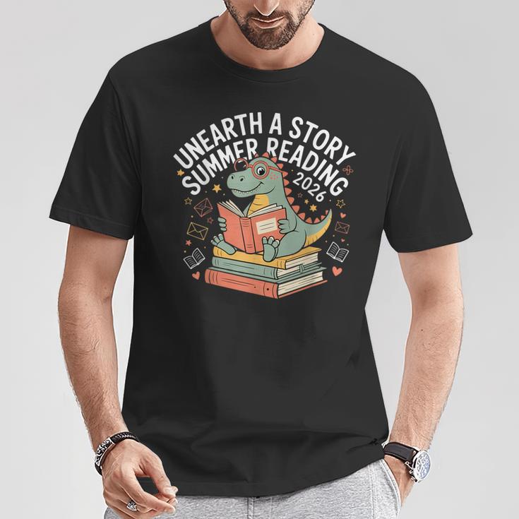 Unearth A Story Summer Reading 2026 Dinosaur Books T-Shirt Unique Gifts