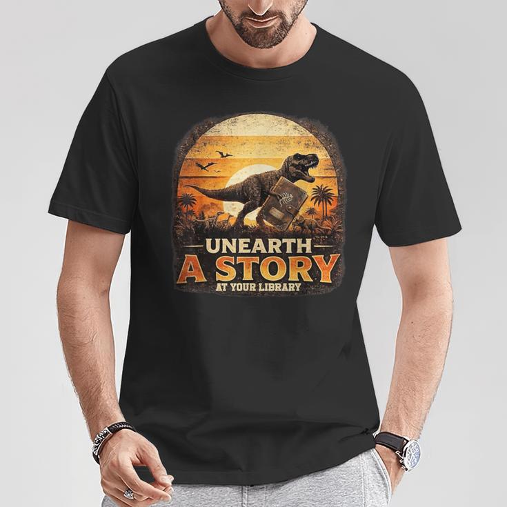 Unearth Story Summer Reading 2026 Dinosaurs Library Reading T-Shirt Unique Gifts