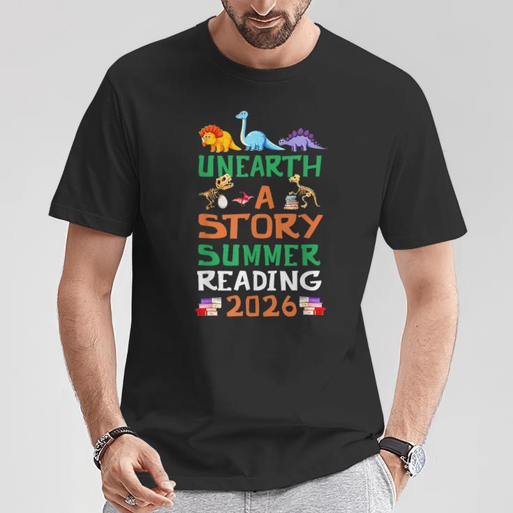 Unearth A Story Summer Reading Program 2026 Dinosaur Book T-Shirt Unique Gifts Unearth A Story Summer Reading Program 2026 Dinosaur Book T-Shirt Unique Gifts