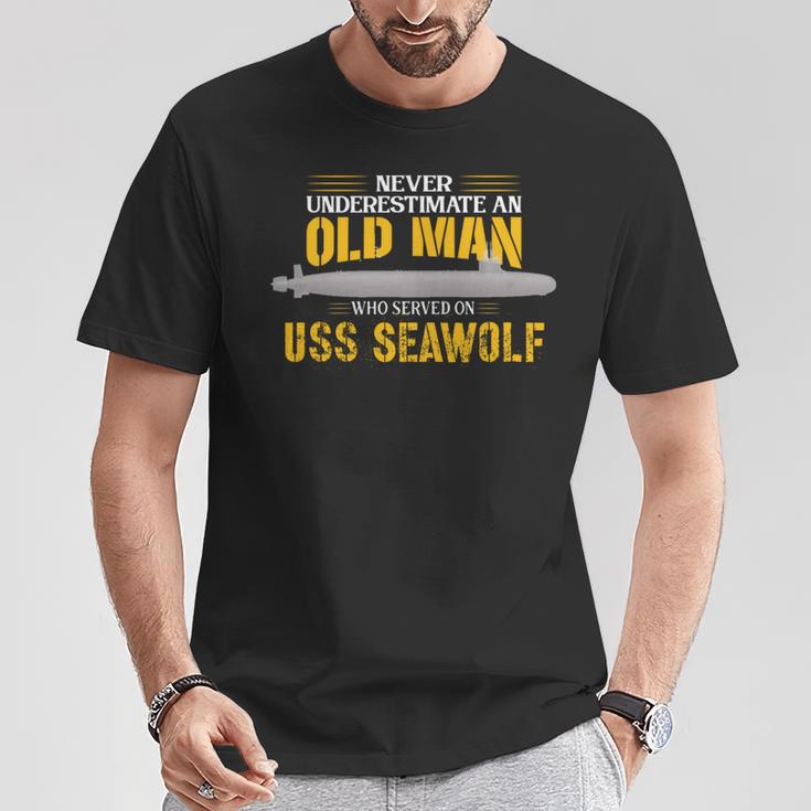 Ussシーウルフssn-21サブマリン 長袖tシャツ Tシャツ 面白い贈り物