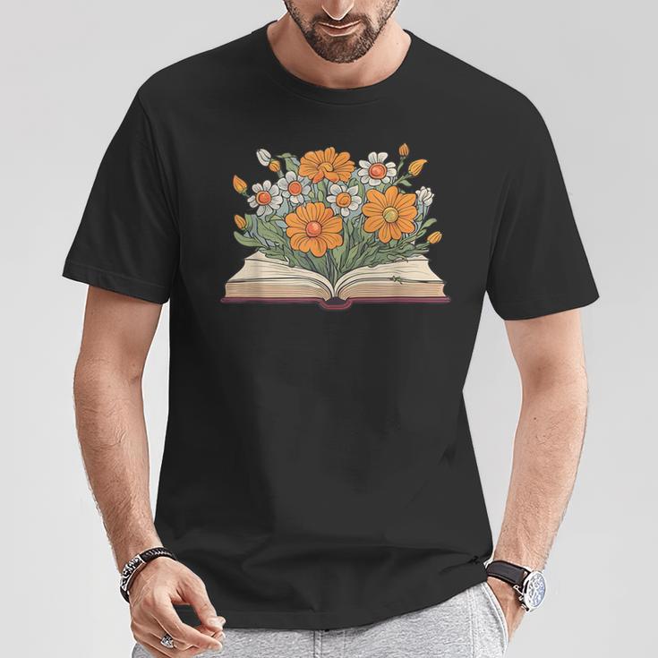 Vintage Book Lover Teacher Wildflowers Reading Read Graphic T-Shirt Unique Gifts