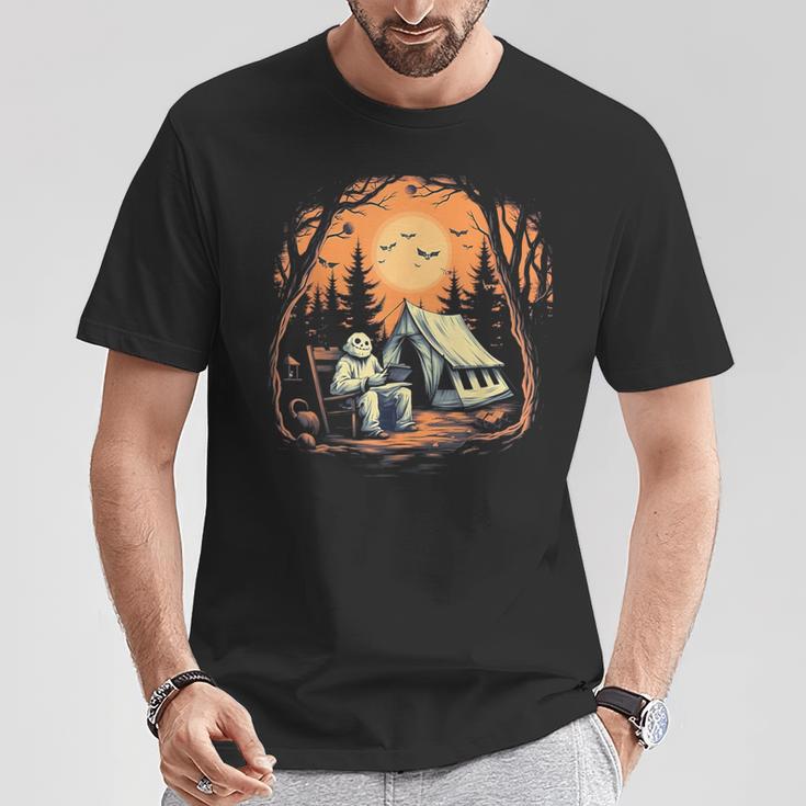 Vintage Ghost Book Reading Camping Gothic Halloween Teachers For Men Women Kids T-Shirt Unique Gifts