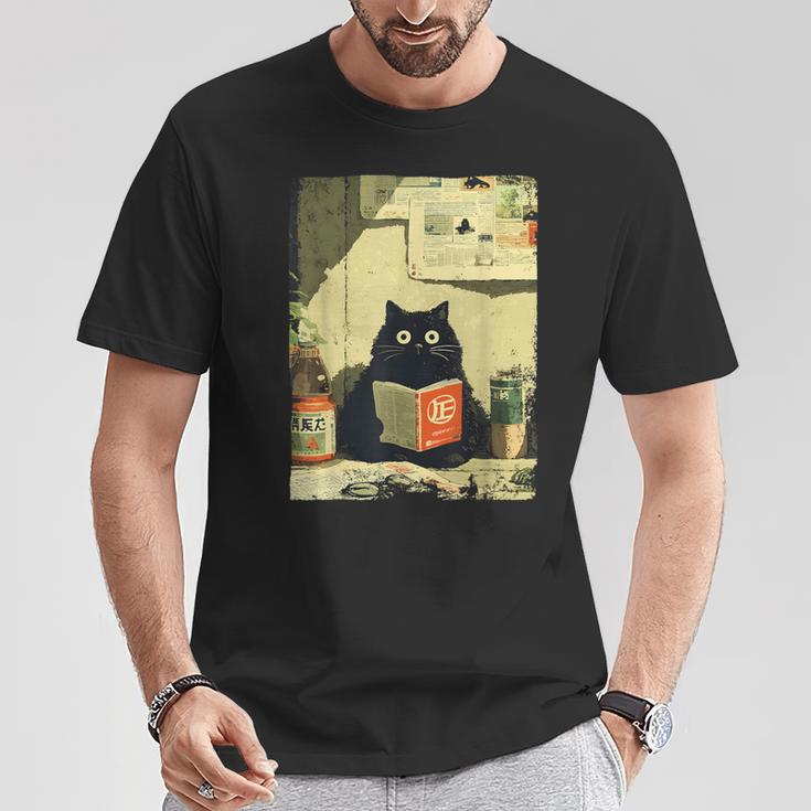 Vintage Japanese Cat Book Lovers Librarian Cat Dad Teacher T-Shirt Unique Gifts Vintage Japanese Cat Book Lovers Librarian Cat Dad Teacher T-Shirt Unique Gifts