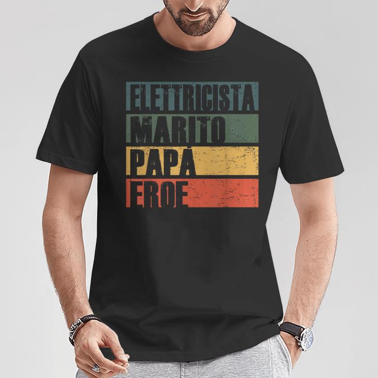 Vintage Marito Papà Elettricista Eroe Papà Elettricista Maglietta Regalos divertidos